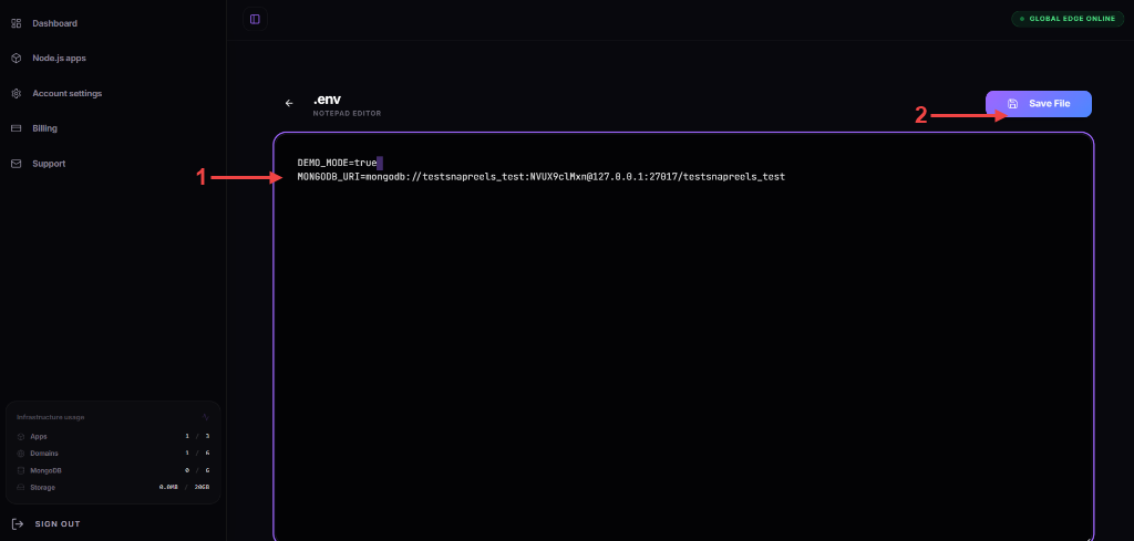 Configure .env and Save