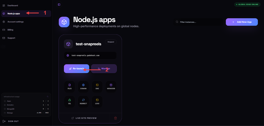 Re-launch Application